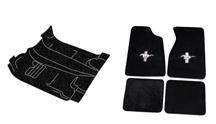 82-93 MUSTANG ACC FLOOR CARPET & PONY LOGO FLOOR MAT KIT FOR COUPE & HATCHBACK, BLACK