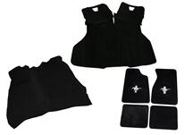 87-93 MUSTANG ACC FLOOR CARPET, HATCH CARPET & PONY LOGO FLOOR MAT KIT, BLACK